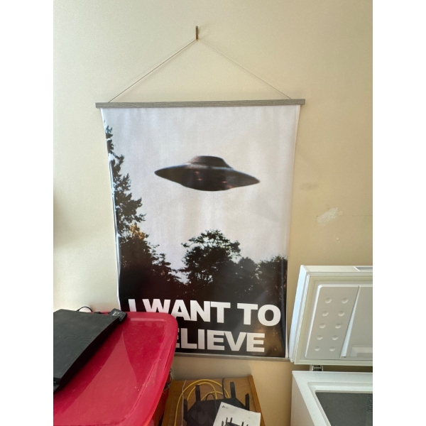 "I Want to Believe" poster from the science fiction television series The X-Files. It famously hung 