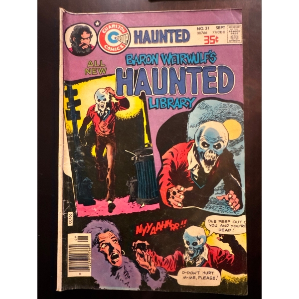 collectible comic book titled "Baron Weirwulf's Haunted Library" No. 31, published by Charlton Comic