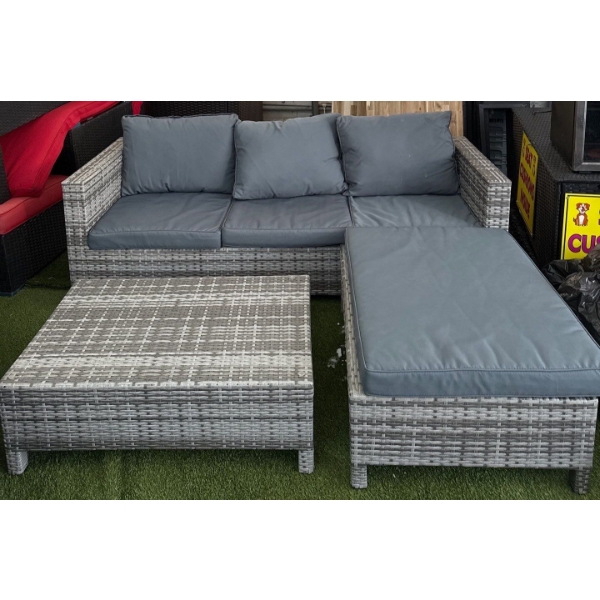Grey Wicker Patio Converation Set- Style-Well Valley 3 pc Sofa Chair Set