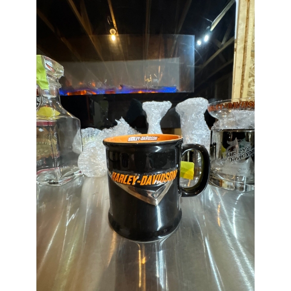 Harley Davidson black and orange coffee mug