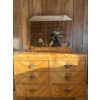Image 1 : This is a vintage Art Deco "waterfall" dresser with a mirror, popular from the late 1920s to the 194