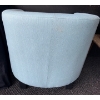 Image 4 : Light Ice Blue Upholstered Barrel Accent Chair w/ Handmade Afghan Blanket