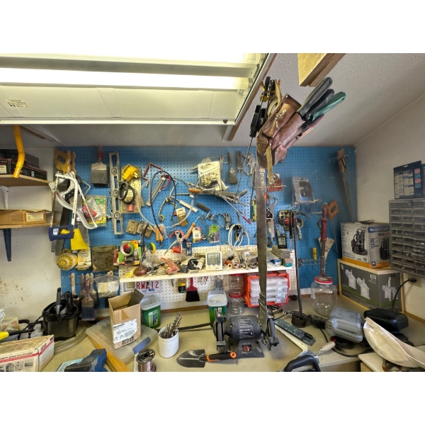 All contents on back of wall.