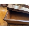 Image 5 :  Rustic wooden coffee table featuring a hinged top for storage and metal accents.   