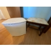 Image 2 : Antique stool and antique laundry basket.