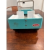 Image 7 : vintage 1960s Tonka Jeep Dispatcher toy, specifically the turquoise and white pressed steel model pr