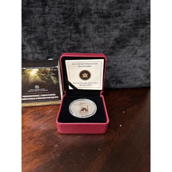  2013 Quetzalcoatlus 25-cent coloured coin issued by the Royal Canadian Mint as part of their "Prehi