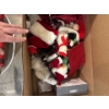 Image 1 : Box of Christmas decor, such as teddies, display items, canvas items