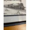 Image 4 :  framed black and white pen and ink drawing of a steam locomotive, titled "The Driving Force".
It is