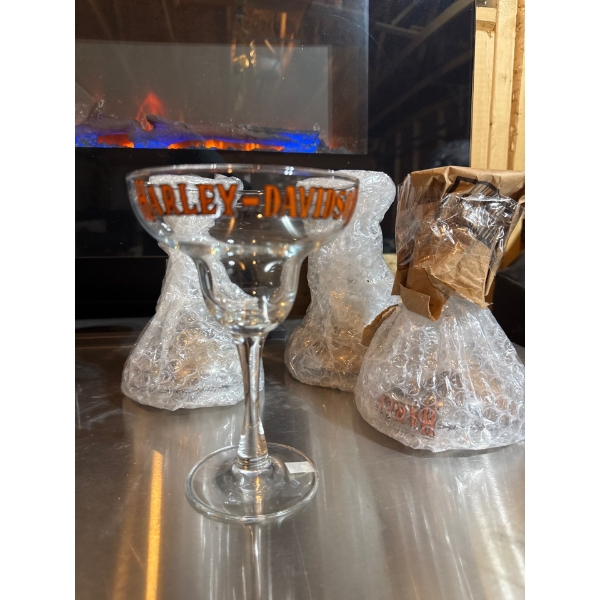 Harley Davidson long stem glasses, set of four