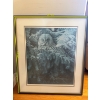 Image 1 : The item is a framed art print titled "Great Gray Owl" by artist Robert M. Fisher, completed in 1983