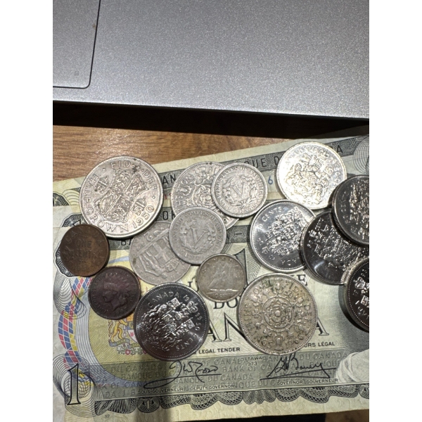 MIXED BAG SILVER DIME AND 1$ BILLS 50CENT PEICES 1899 NICKLES US