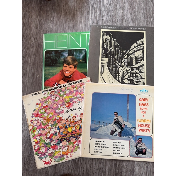 4 vinyl LP records: Heintje, Claus Ogerman with Michael Brecker, Stan Worth, Gaby Haas Plays for 