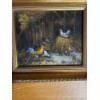 Image 3 : intage oil painting on canvas depicting a barnyard scene with chickens, commonly in the style of art