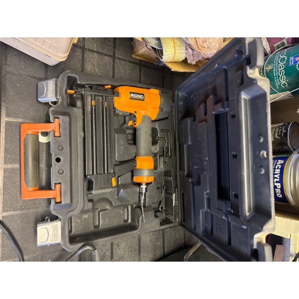  RIDGID 18-Gauge 2-1/8 in. Brad Nailer, designed for trim work, carpentry, and furniture assembly. 