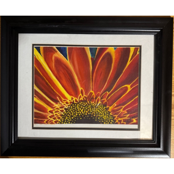  framed canvas print titled "Color Bursts II" by artist Carolee Vitaletti. 
It features a vibrant, c