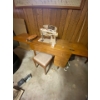Image 8 : Singer, sewing machine and clock, Elkridge crafts clock, and made in Alberta antique sewing desk and