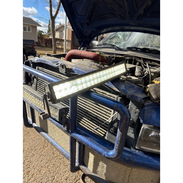 21 1/2 inch light bar works great box full of food miscellaneous wood shovel tubing, funnels random 