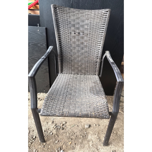 Wicker Chair, w/Two Umbrellas Hot Dog Sticks, Baseball Bat, Grills & Rubber Malot