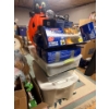 Image 1 : Full totes of Christmas ornaments and lights and Halloween decorations.