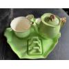 Image 2 : Vintage Royal Winton Grimwades green rosebud breakfast set with gold edging
