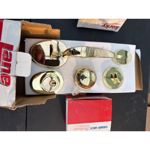 HANDLE SET AND 2 DEADBOLTS BRAND NEW AND MORE