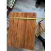 Image 5 : One rectangular folding table and two matching folding chairs. Made of wood with horizontal slat des