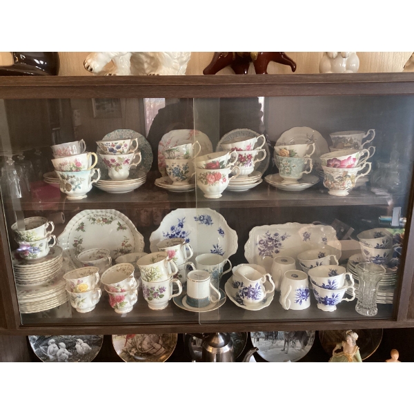  Fine China. Both shelves, top and bottom shelf.