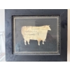 Image 1 :  framed farmhouse-style wall art piece featuring a silhouette of a farm animal filled with cursive t