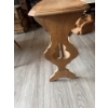 Image 1 : Wooden side table featuring a rectangular top with beveled edges and a decorative cutout base. The t