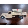 Image 1 : vintage pressed steel or tinplate military ambulance toy truck, possibly inspired by designs from th