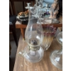 Image 7 : Two glass oil lamps, a metal two-arm candelabra, a ceramic or metal pharaoh-themed ashtray, a glass 