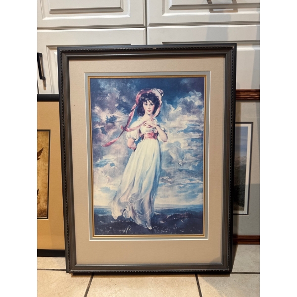  vintage "Pinkie" painting by Sir Thomas Lawrence is a framed reproduction. 