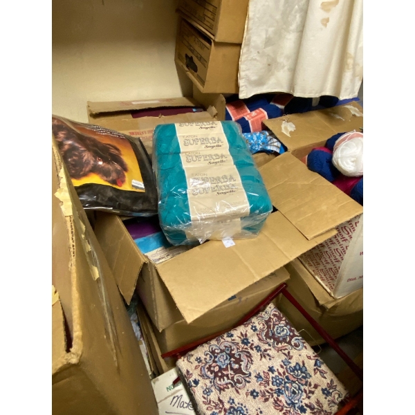  Sewers corner knitting all knitting supplies, yarns fabrics, all items in corner all items in boxes