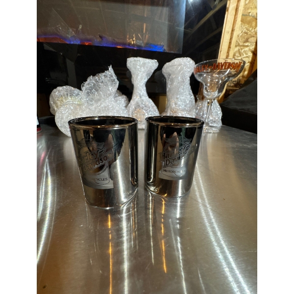 Harley Davidson mirror finish shot glasses set of two.