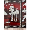 Image 3 : vintage set of four Vietnamese red lacquer wall panels featuring mother-of-pearl inlay work. 