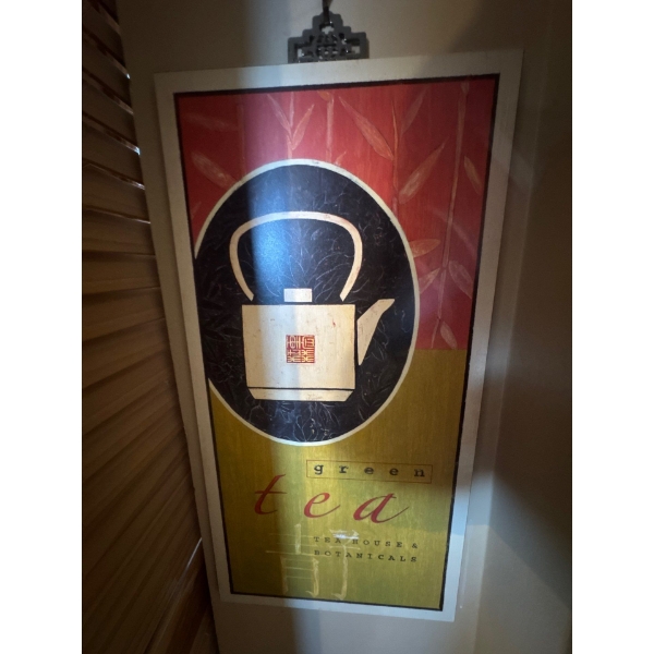 Set of 2 wall decor posters, one is a "Fusion Fields Organic Tea Co." featuring a "Spring Harvest" 