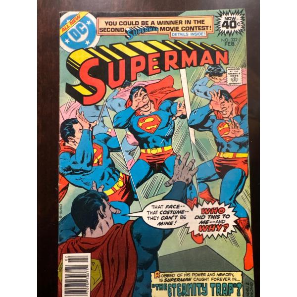  collectible vintage comic book, specifically Superman Vol. 1 #332, published by DC Comics in Februa