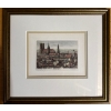 Image 1 :  vintage color etching of the Munich cityscape by Austrian artist Josef Eidenberger. 