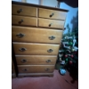 Image 1 : Great shape, antique wood dresser, all contents in drawers included. Dimensions are 29in wide, 47in 