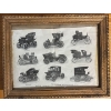 Image 2 : Framed antique print illustrating various early 20th-century motor vehicles, styled like a page from