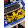 Image 1 : Box of extension cords and a space heater