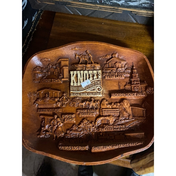 Knotts, Burberry Farm Ghost Town, serving dish and beautiful. British Columbia carved nodded wood cr