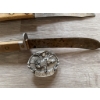Image 16 : Two Old Hickory knives, a western rodeo-themed metal belt buckle, a wooden bar cart with casters and