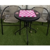 Image 1 : Round Outdoor Bistro Style Table w/Two Wicker Chairs & Metal Matte Frame