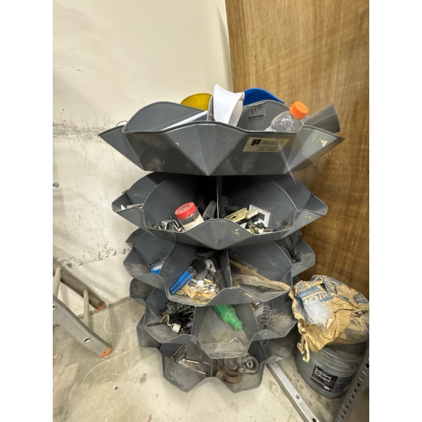 Industrial bolt nut organizer, all levels spin and works great, very heavy duty. Dimensions are 46 i