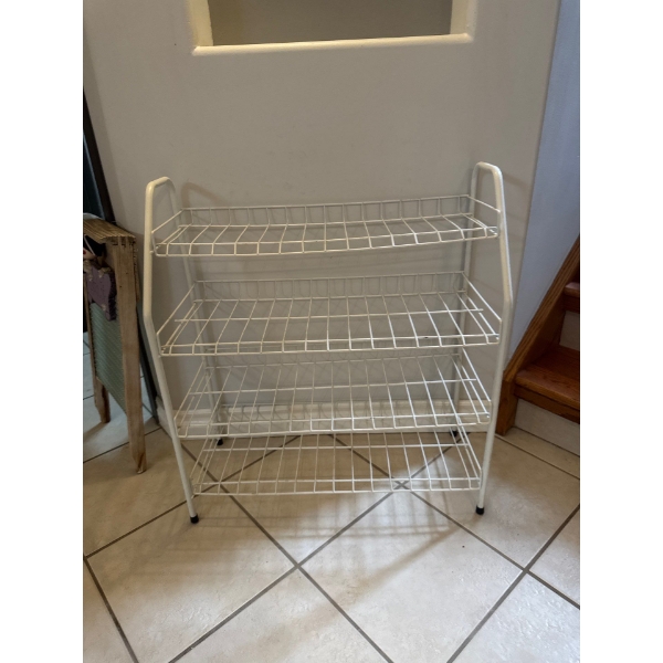  4-Tier White Metal Shoe Rack,