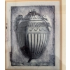 Image 2 :  framed fine art print depicting an etching of an antique Italian garden urn or vase, featuring hand