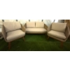 Image 1 : Mid Century Modern Style Outdoor Living Wicker Furniture w/Cushions  Two Seater Sofa & Two Arm Chair