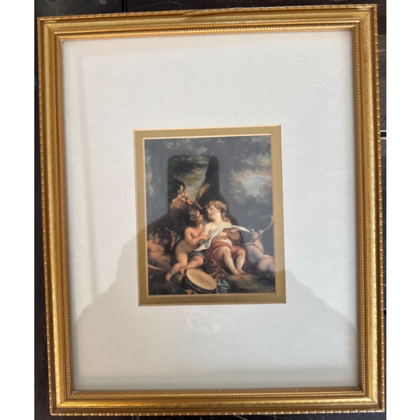 framed print titled "Music" or "Allegory of Music," originally painted by the 18th-century Swiss neo